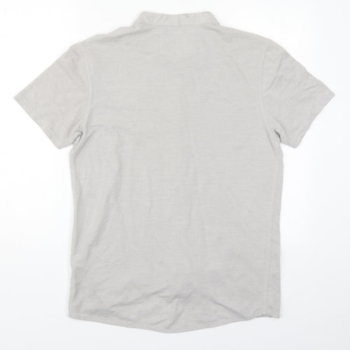 Matalan Mens Grey  Cotton  Button-Up Size M Round Neck Button