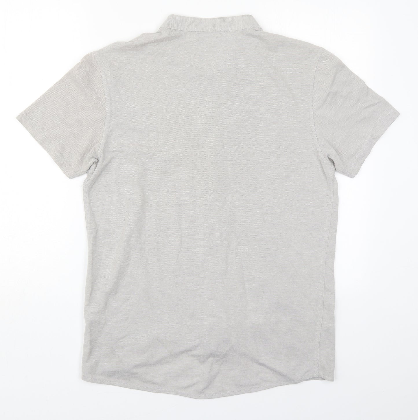 Matalan Mens Grey  Cotton  Button-Up Size M Round Neck Button