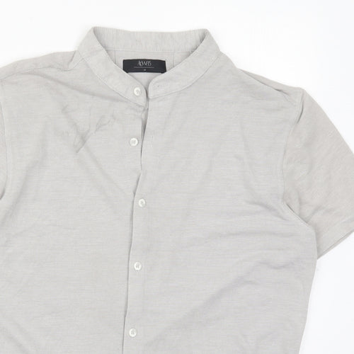 Matalan Mens Grey  Cotton  Button-Up Size M Round Neck Button