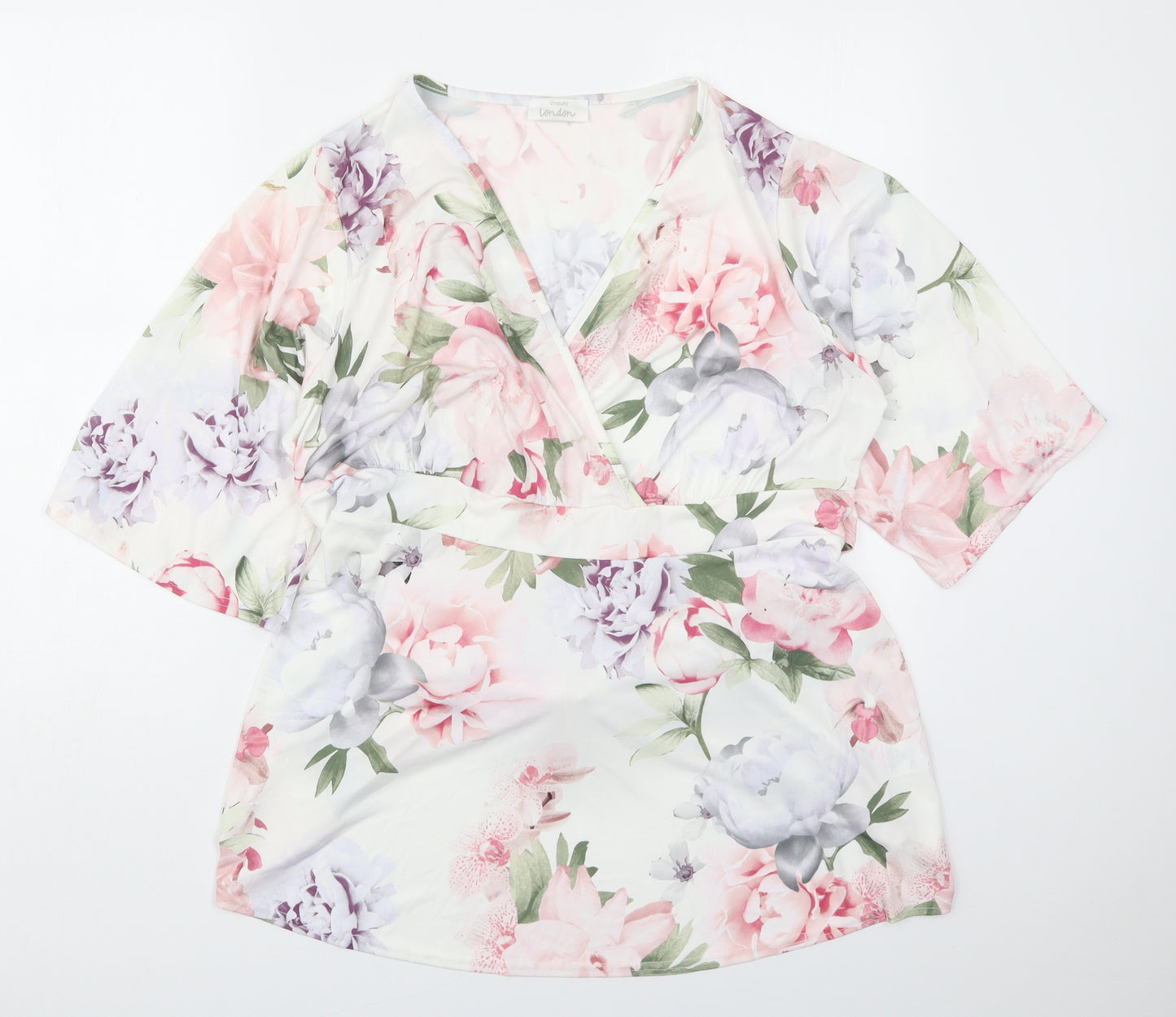 Yours Womens Multicoloured Floral Polyester Basic Blouse Size 18 V-Neck