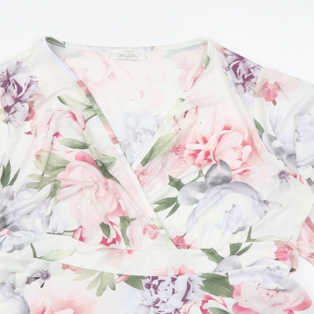 Yours Womens Multicoloured Floral Polyester Basic Blouse Size 18 V-Neck