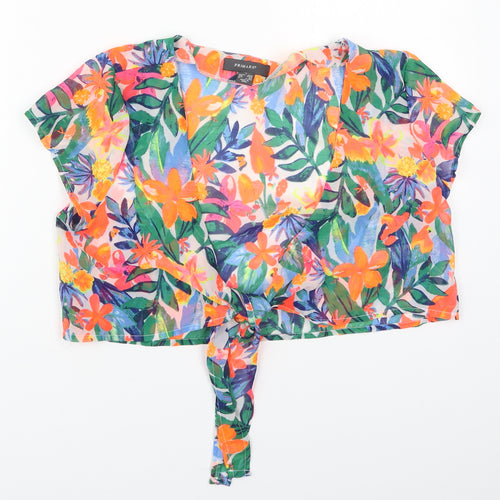 Primark Womens Multicoloured Floral Polyester Wrap Blouse Size 10 V-Neck