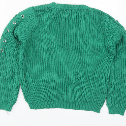 Primark Girls Green Round Neck  Acrylic Pullover Jumper Size 10-11 Years  Pullover