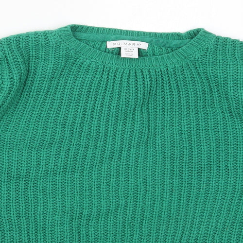 Primark Girls Green Round Neck  Acrylic Pullover Jumper Size 10-11 Years  Pullover