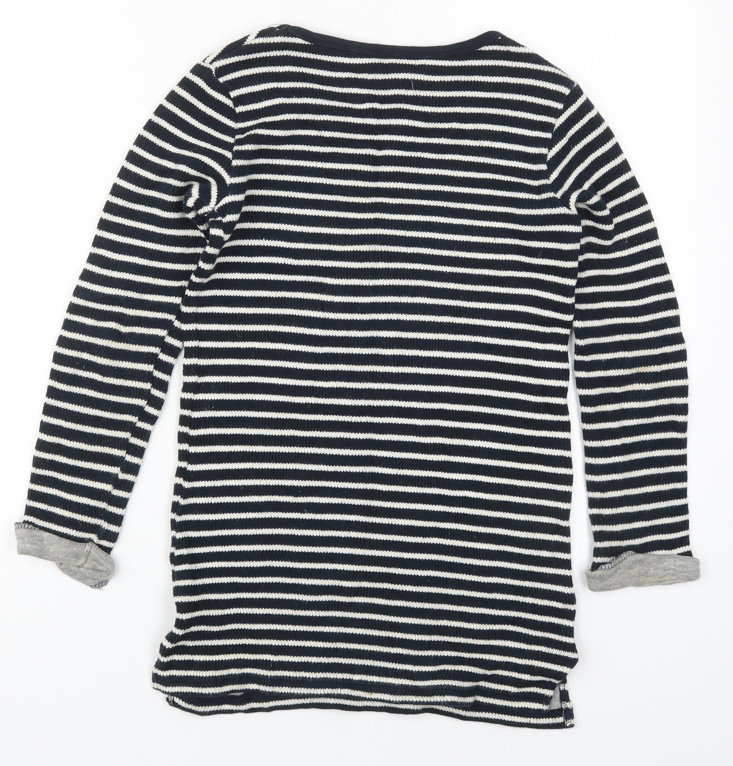 NEXT Girls Black Round Neck Striped Cotton Pullover Jumper Size 9 Years  Pullover