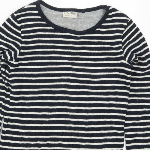 NEXT Girls Black Round Neck Striped Cotton Pullover Jumper Size 9 Years  Pullover
