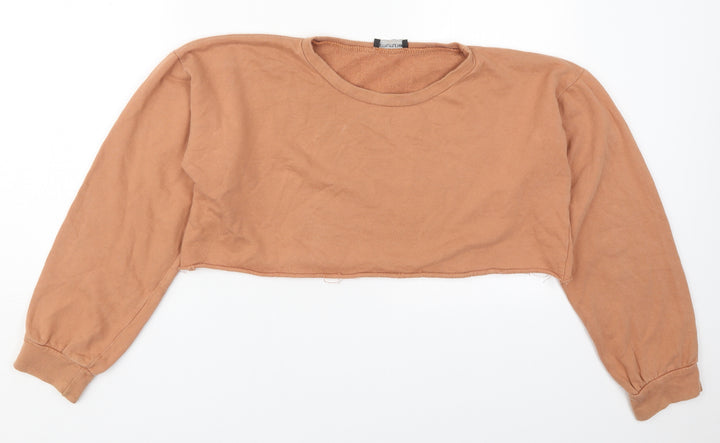 PRETTYLITTLETHING Womens Beige Cotton Pullover Sweatshirt Size 12 Pullover