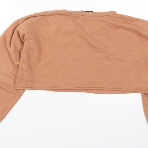 PRETTYLITTLETHING Womens Beige  Cotton Pullover Sweatshirt Size 12  Pullover
