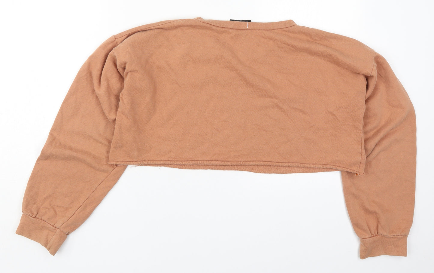 PRETTYLITTLETHING Womens Beige  Cotton Pullover Sweatshirt Size 12  Pullover
