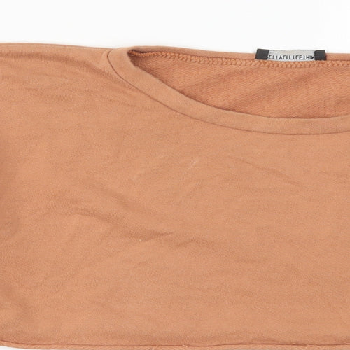 PRETTYLITTLETHING Womens Beige  Cotton Pullover Sweatshirt Size 12  Pullover