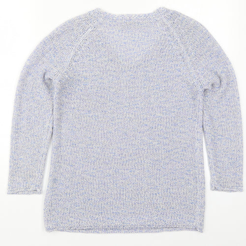 Roman Womens Blue V-Neck  Acrylic Pullover Jumper Size 10