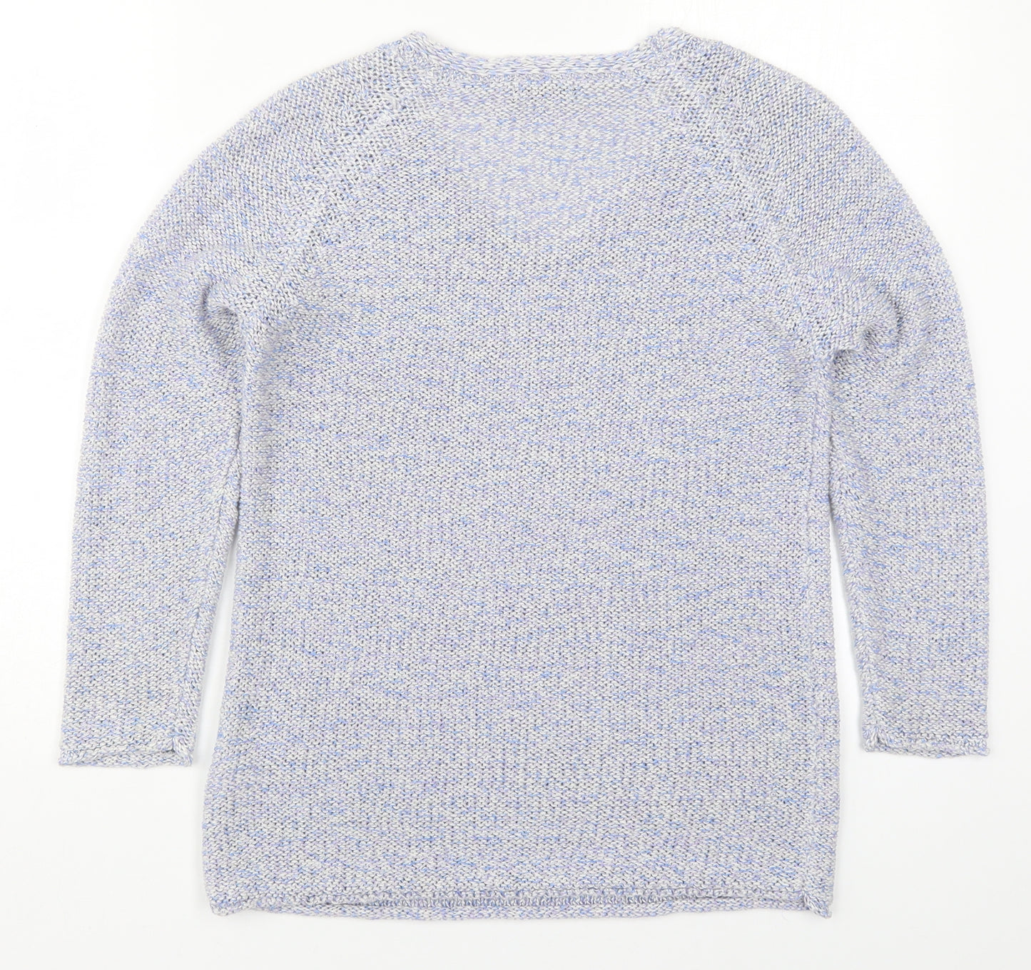 Roman Womens Blue V-Neck  Acrylic Pullover Jumper Size 10