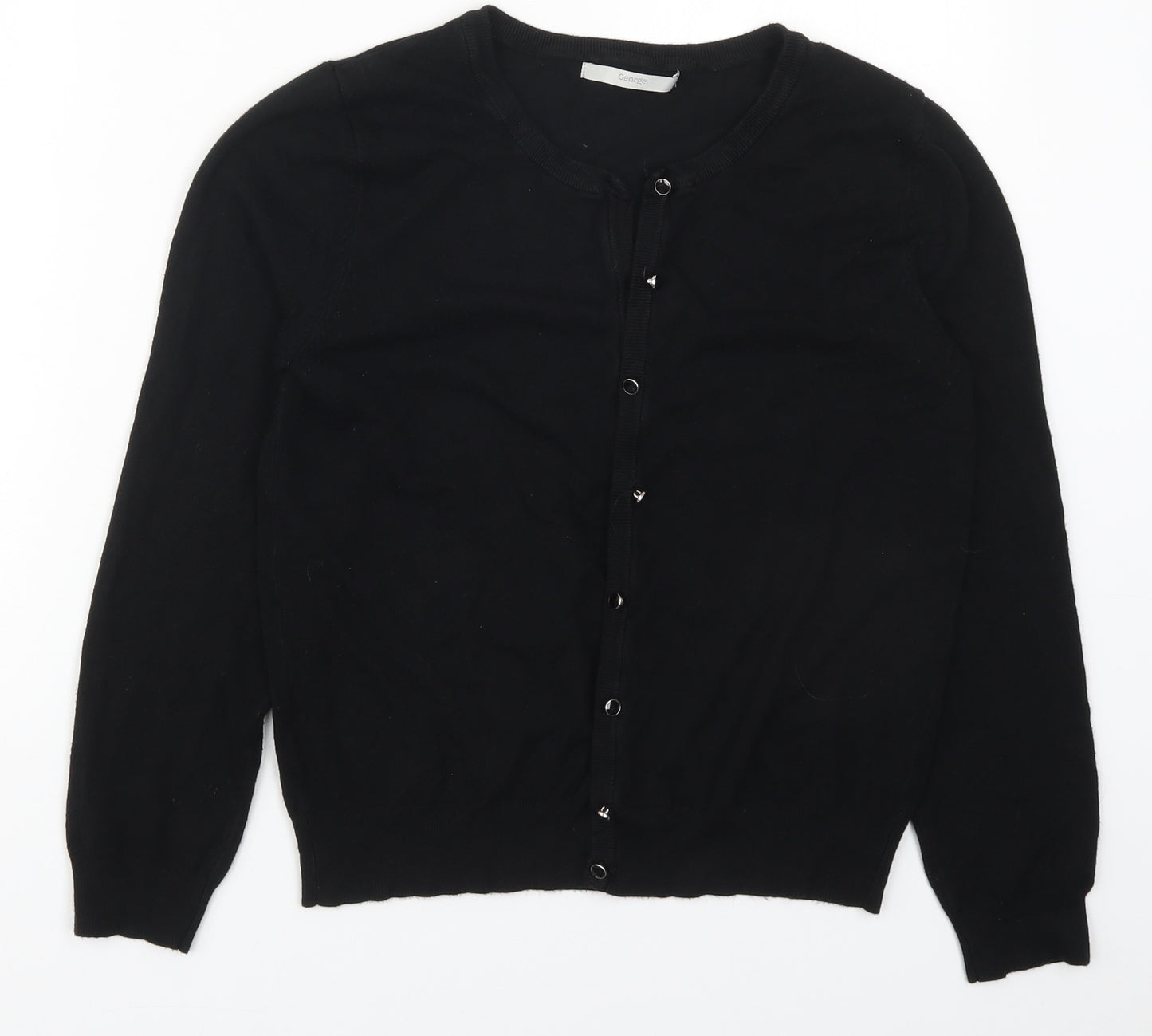 George Womens Black Round Neck  Viscose Cardigan Jumper Size 10