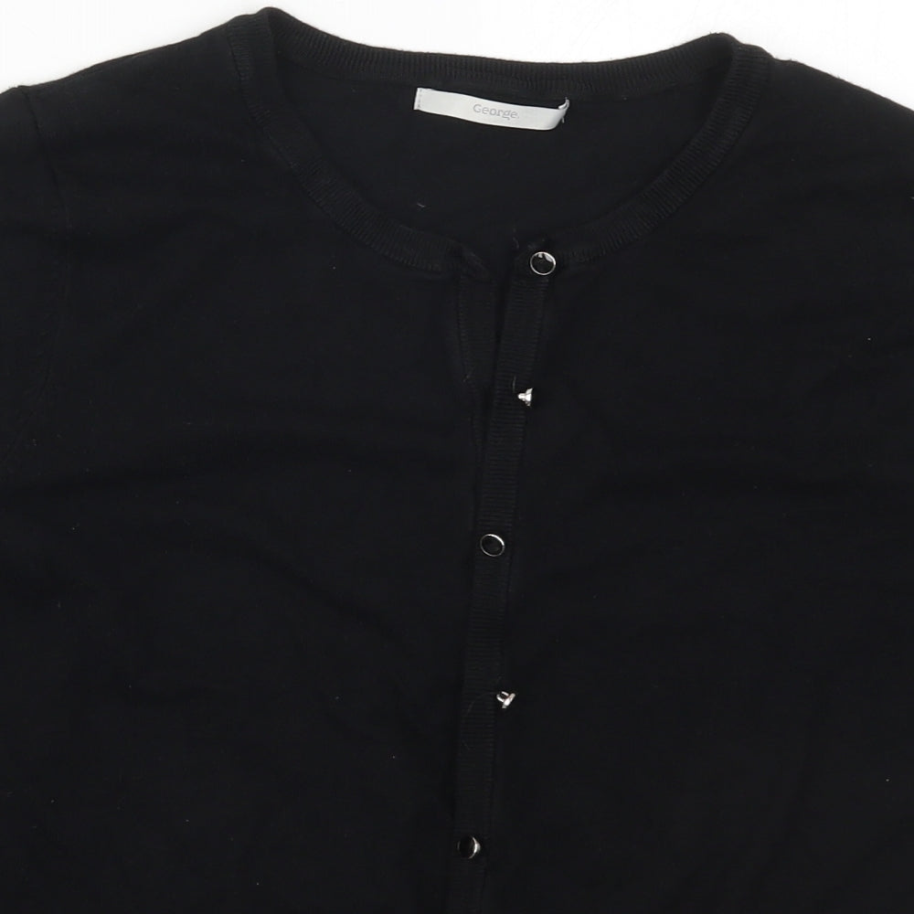 George Womens Black Round Neck  Viscose Cardigan Jumper Size 10