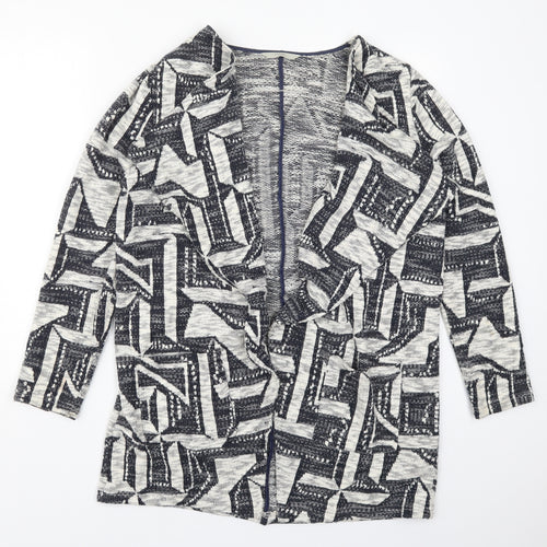 George Womens Grey V-Neck Geometric Cotton Cardigan Jumper Size 12