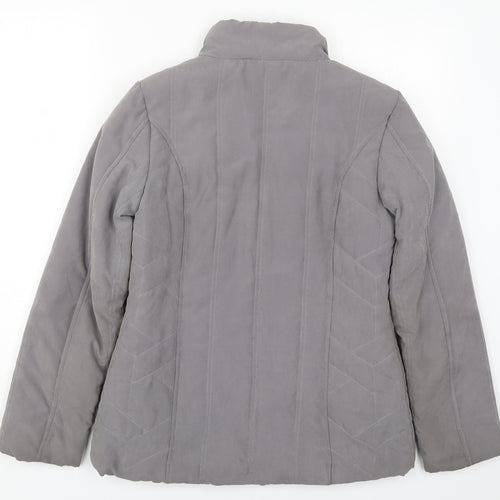 BHS Womens Grey   Quilted Coat Size 10  Zip