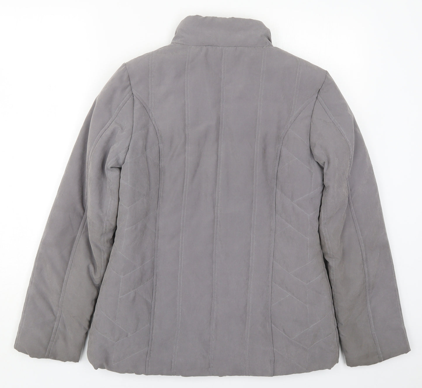 BHS Womens Grey   Quilted Coat Size 10  Zip