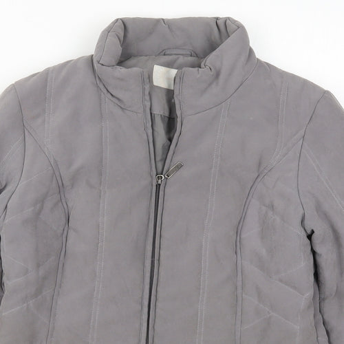 BHS Womens Grey   Quilted Coat Size 10  Zip