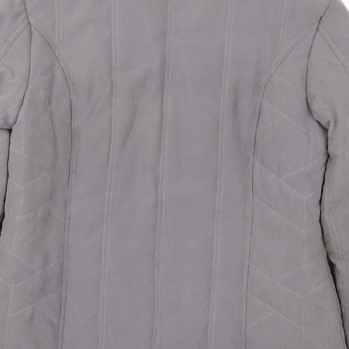 BHS Womens Grey   Quilted Coat Size 10  Zip