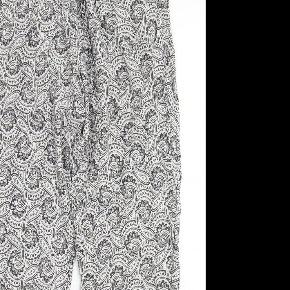 Kate Lilly Womens Black Paisley Viscose Harem Trousers Size 12 L23 in Regular Drawstring