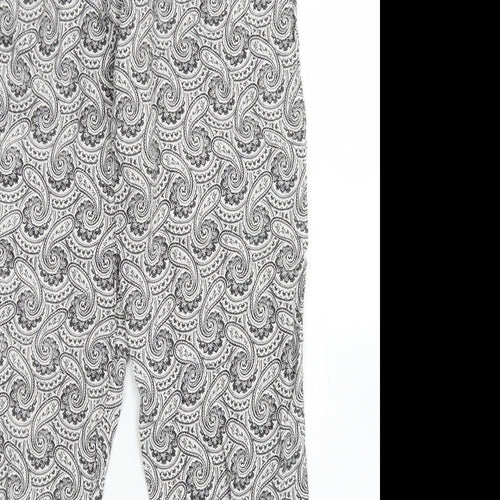 Kate Lilly Womens Black Paisley Viscose Harem Trousers Size 12 L23 in Regular Drawstring