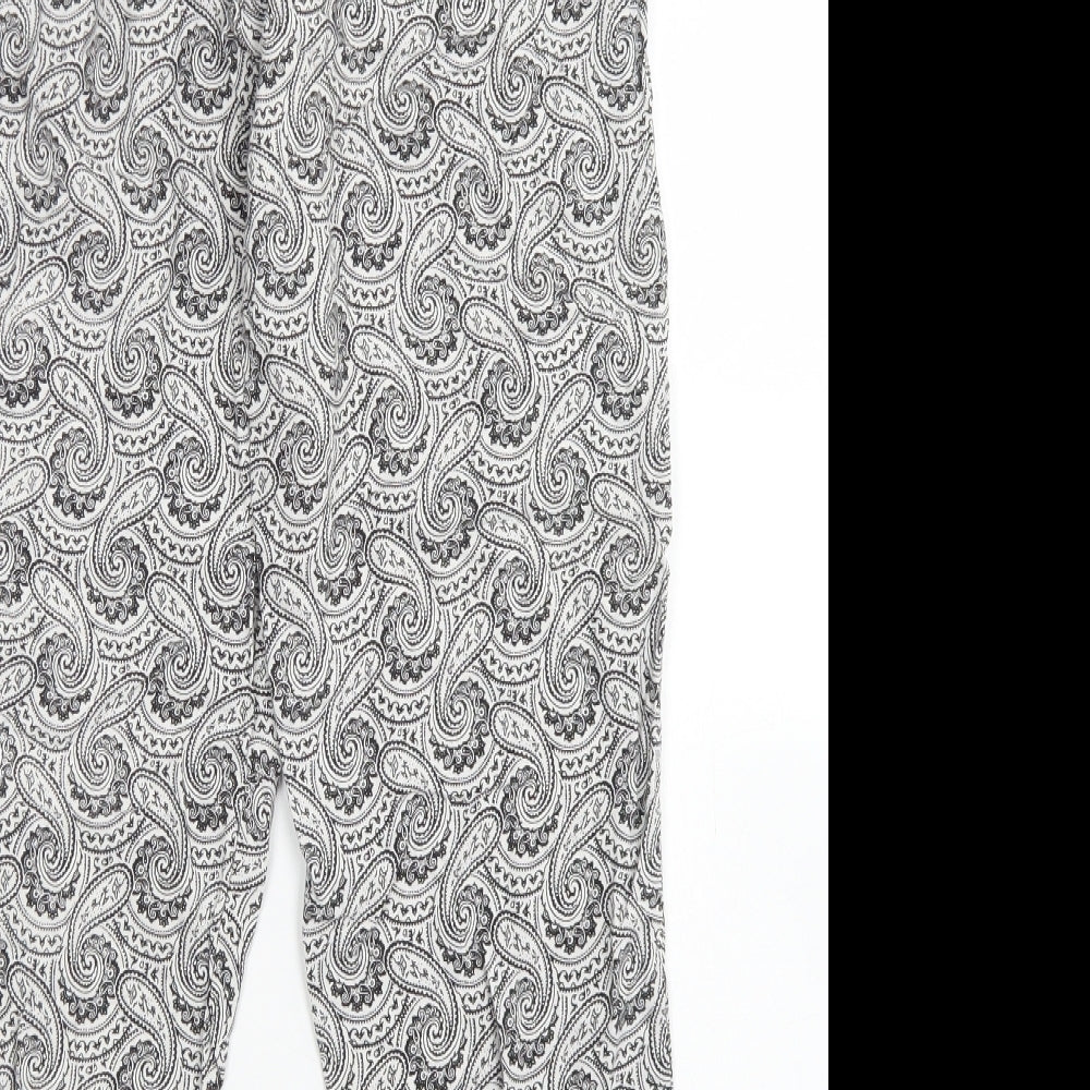 Kate Lilly Womens Black Paisley Viscose Harem Trousers Size 12 L23 in Regular Drawstring