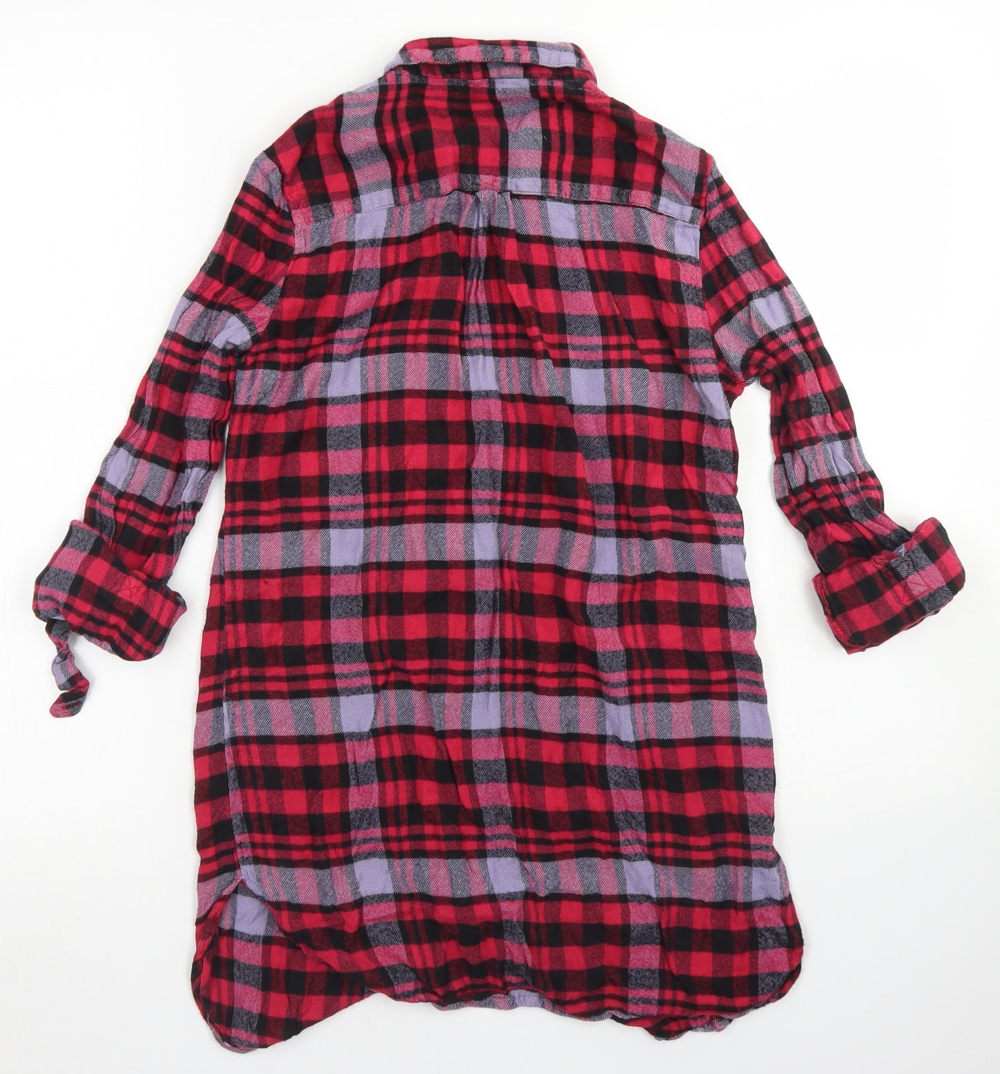 George Womens Pink Plaid Viscose Basic Button-Up Size 10 Collared