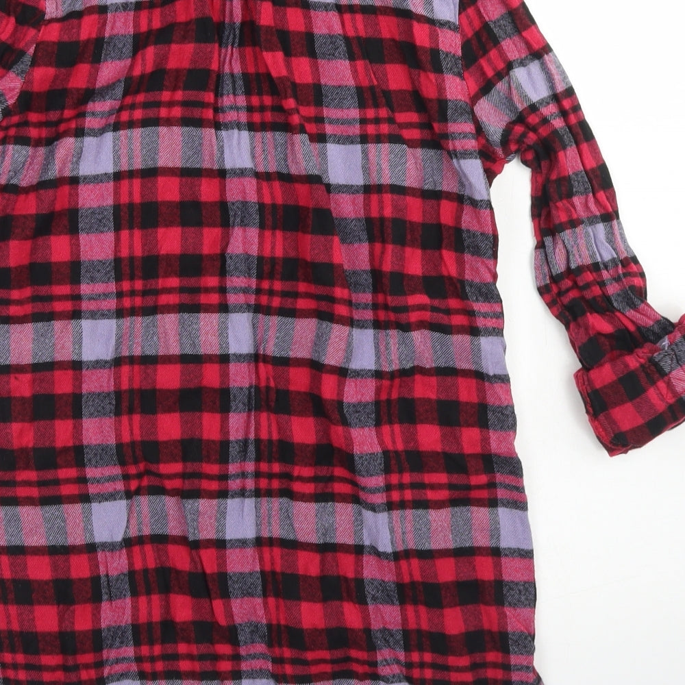George Womens Pink Plaid Viscose Basic Button-Up Size 10 Collared