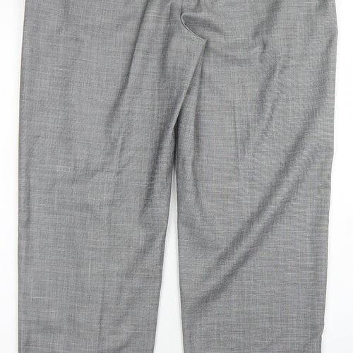 M&S Collection Womens Grey  Polyester Dress Pants Trousers Size 12 L28 in Regular Hook & Eye