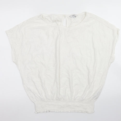 NEXT Womens White  Cotton Cropped T-Shirt Size 16 Round Neck