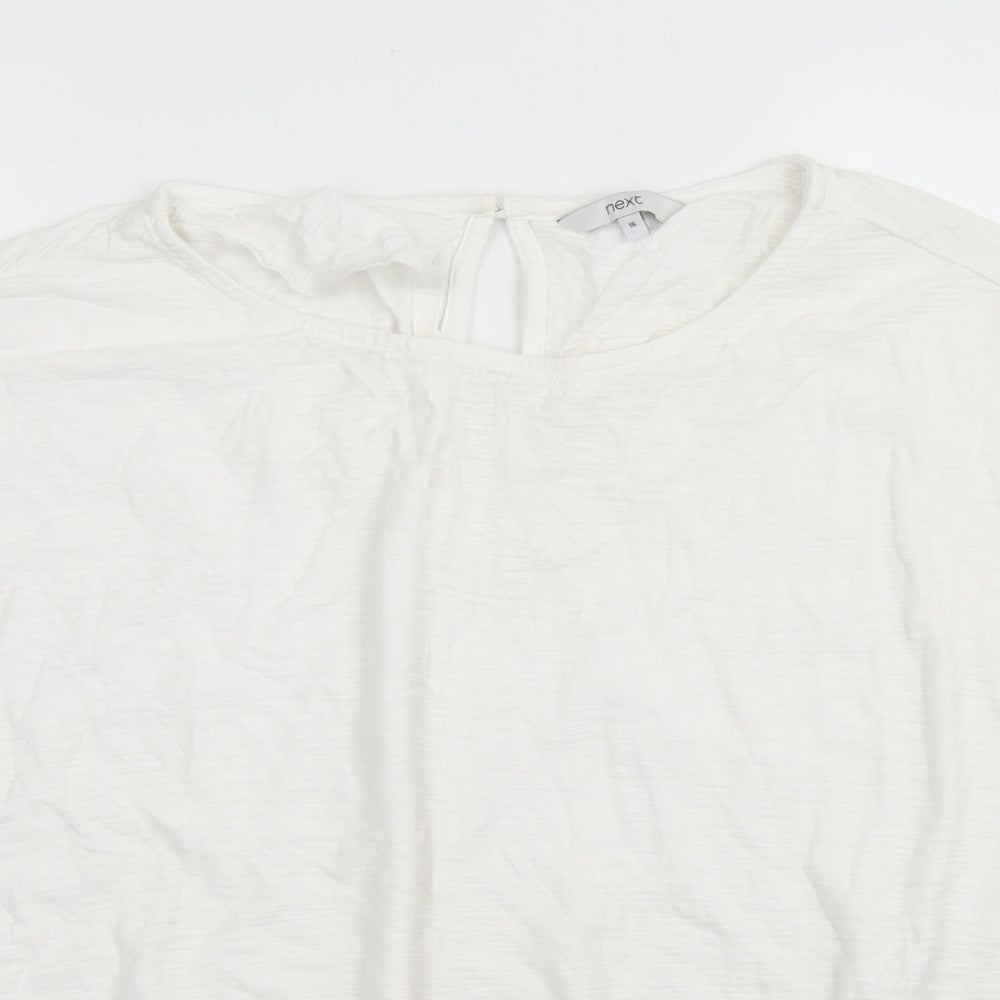 NEXT Womens White  Cotton Cropped T-Shirt Size 16 Round Neck