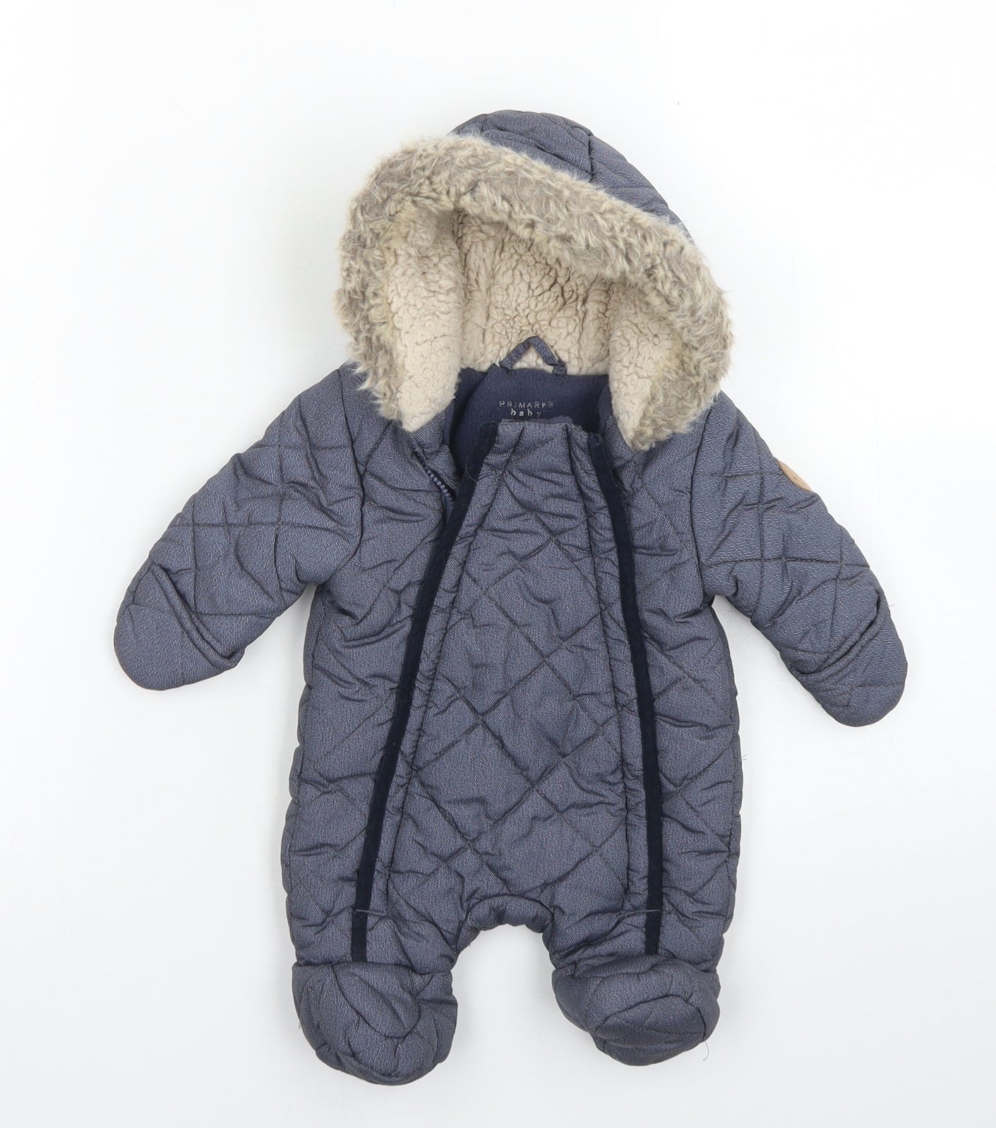 Primark Boys Blue   Rain Coat Snowsuit Size Newborn   Zip