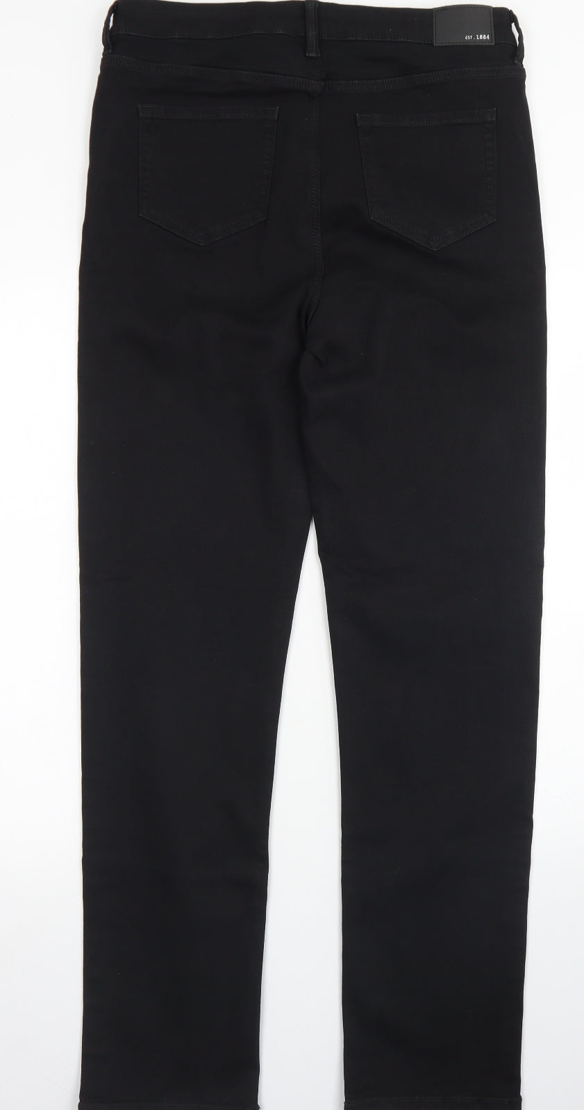 M&S Womens Black  Cotton Straight Jeans Size 14 L30 in Regular Button - The Sophia