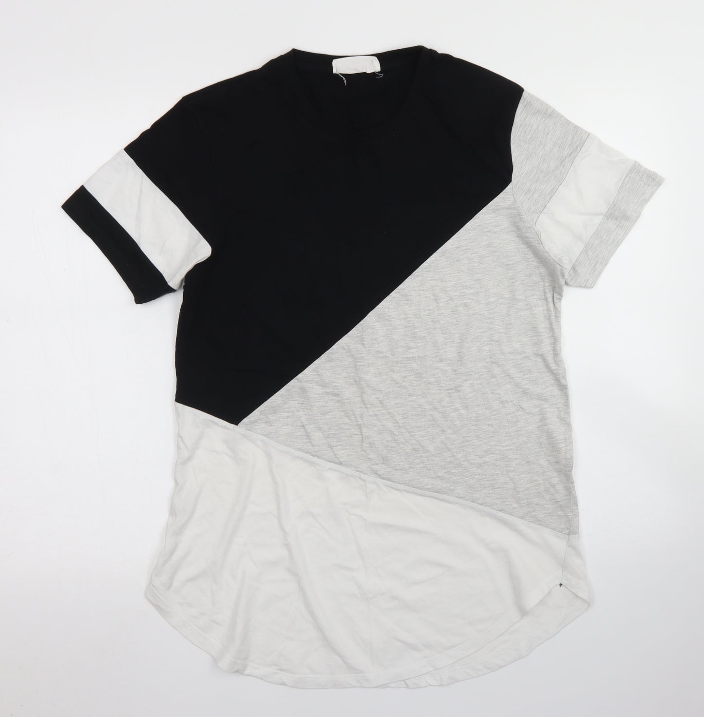 Primark Mens Grey Colourblock Cotton  T-Shirt Size M Crew Neck