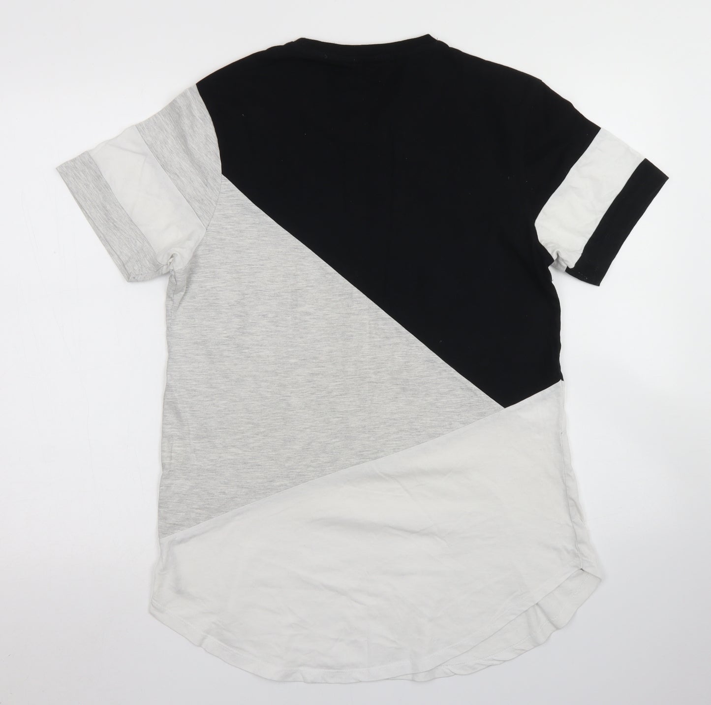 Primark Mens Grey Colourblock Cotton  T-Shirt Size M Crew Neck