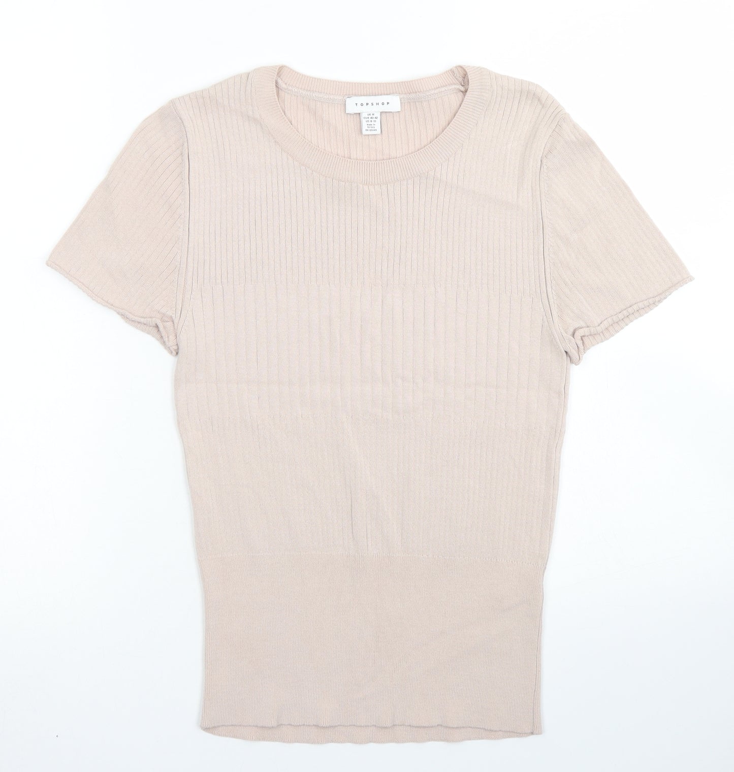 Topshop Womens Pink  Viscose Basic T-Shirt Size M Crew Neck
