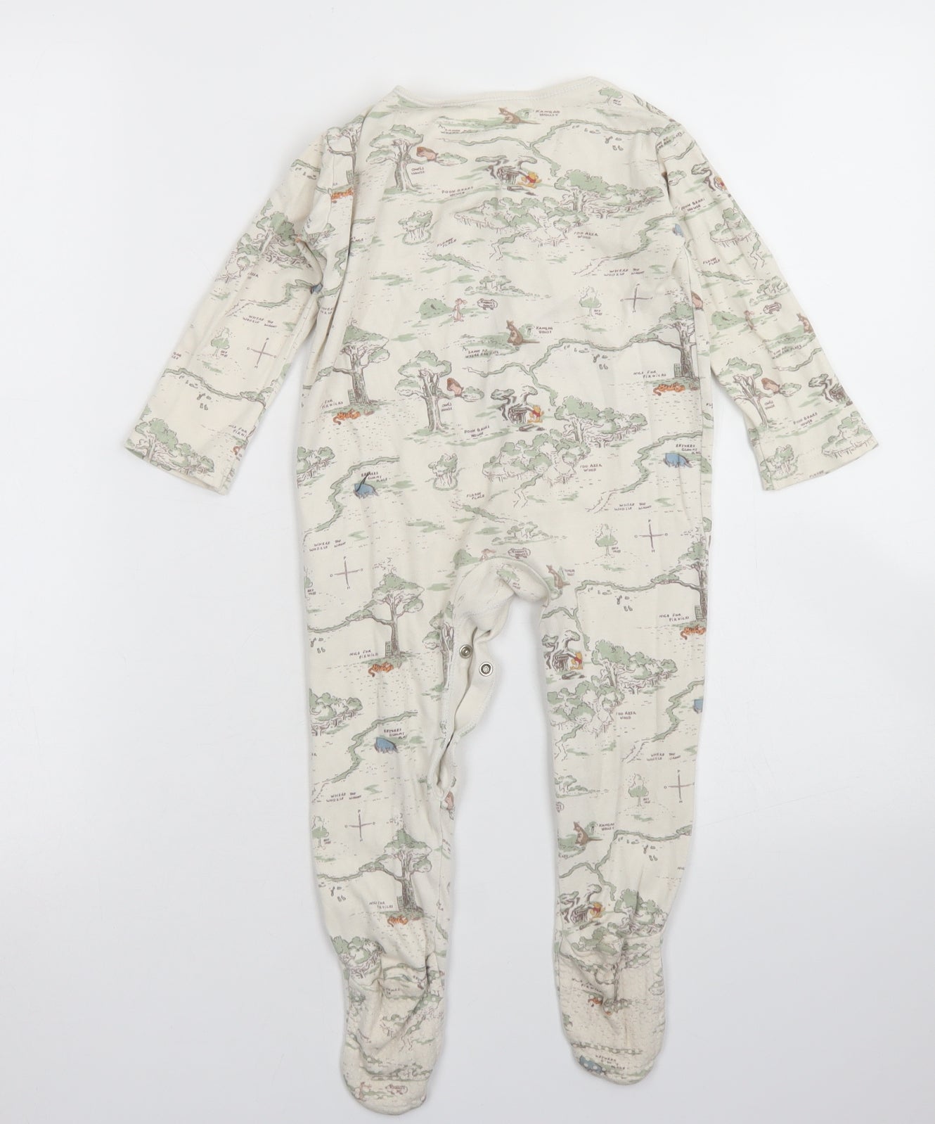 George Baby Brown  Cotton Babygrow One-Piece Size 12-18 Months  Snap - Winnie The Pooh