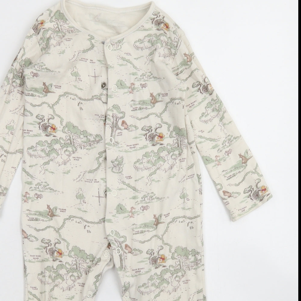 George Baby Brown  Cotton Babygrow One-Piece Size 12-18 Months  Snap - Winnie The Pooh