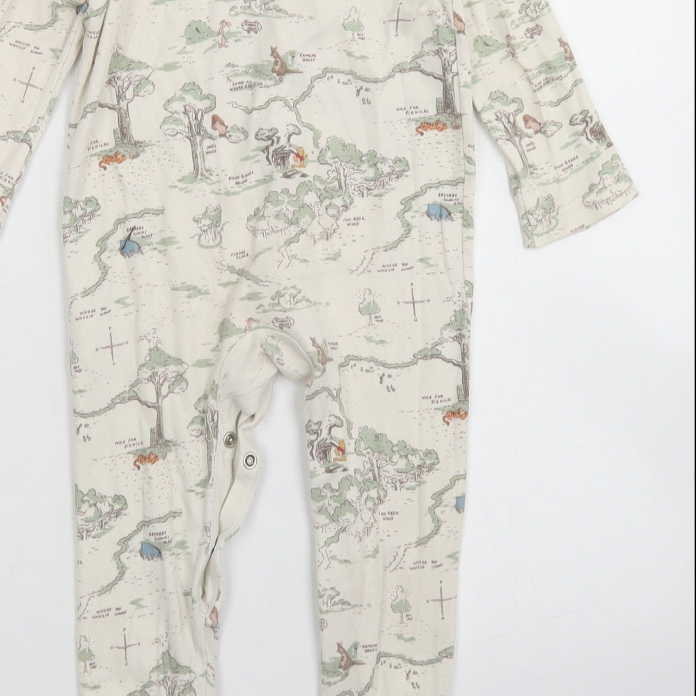 George Baby Brown  Cotton Babygrow One-Piece Size 12-18 Months  Snap - Winnie The Pooh