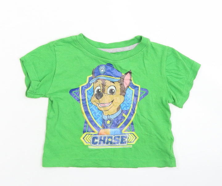 Nickelodeon Boys Green Cotton Basic T-Shirt Size 12 Months Crew Neck - Paw Patrol