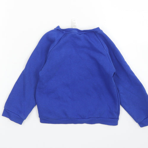 adidas Boys Blue  Cotton Pullover T-Shirt Size 12-18 Months Crew Neck Snap