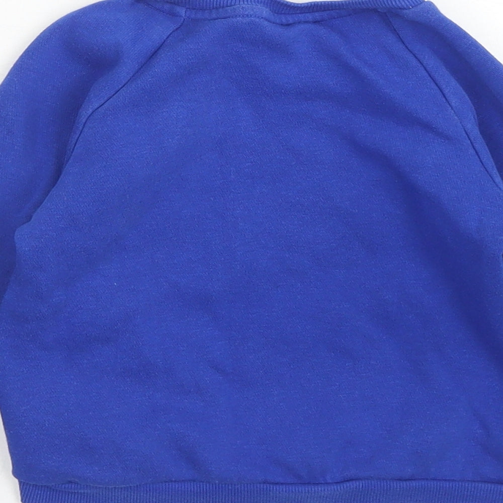 adidas Boys Blue  Cotton Pullover T-Shirt Size 12-18 Months Crew Neck Snap