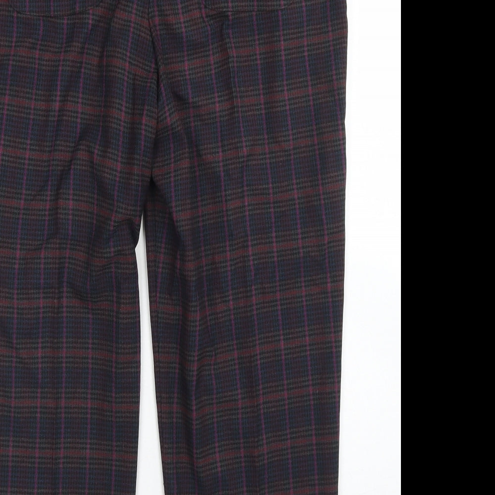 NEXT Womens Purple Plaid Polyester Bloomer Trousers Size 12 L22 in Regular Hook & Eye