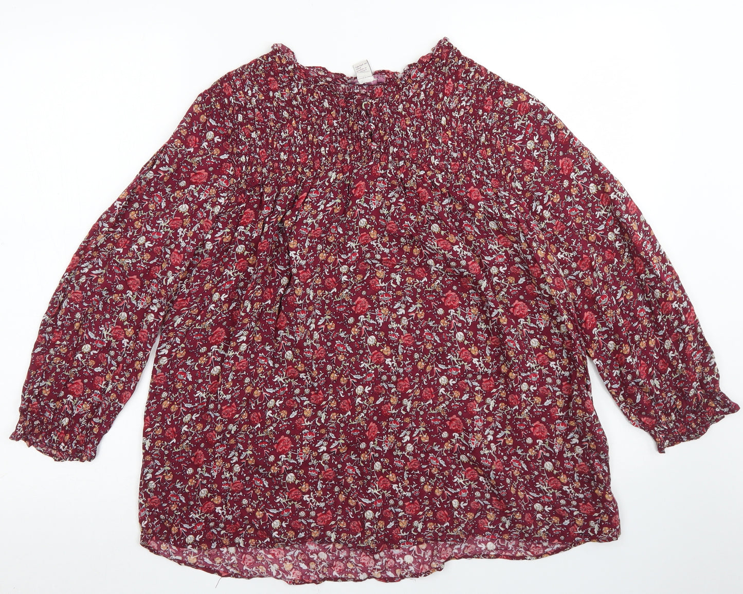 Rose & Rhyme Womens Purple Floral Polyester Basic Blouse Size L Round Neck