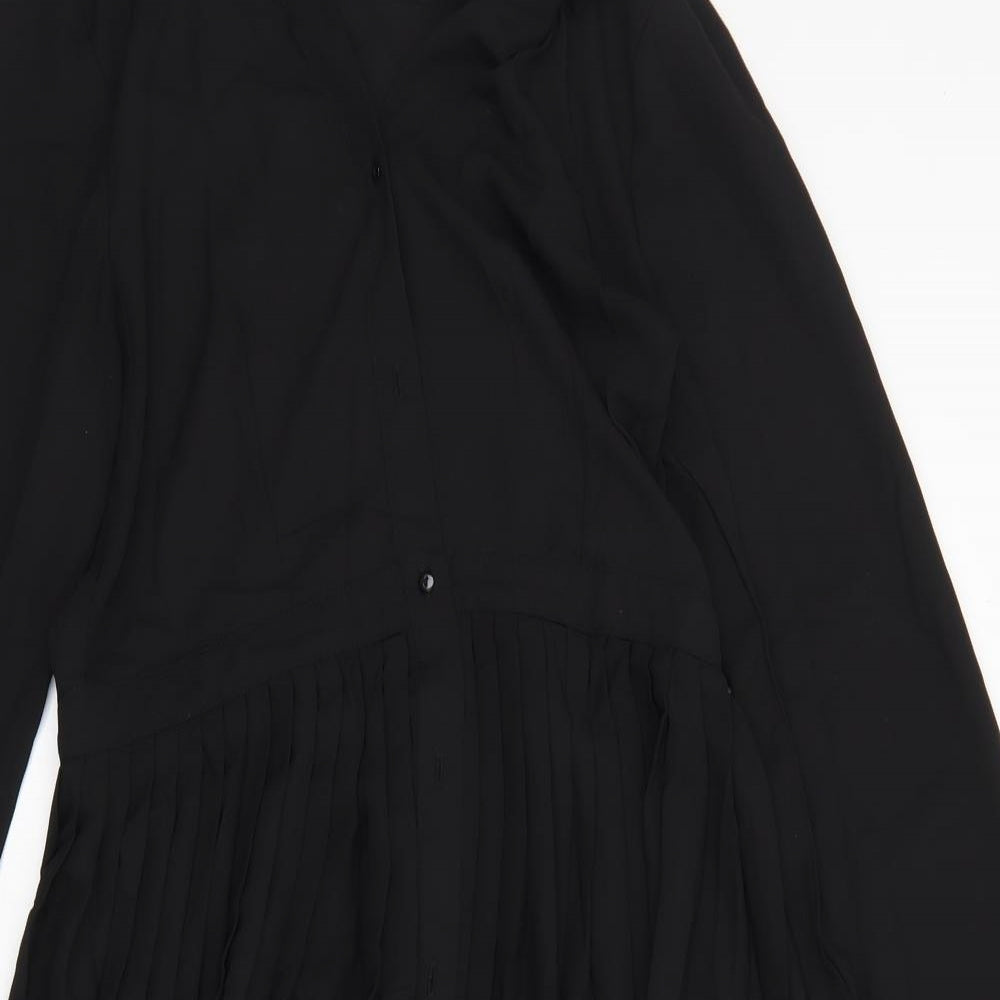 VERO MODA Womens Black  Polyester Shirt Dress  Size L  Collared Button - Lace Hem