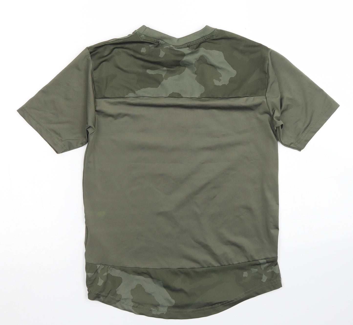 McKenzie Boys Green Camouflage Polyester Basic T-Shirt Size 8-9 Years Crew Neck