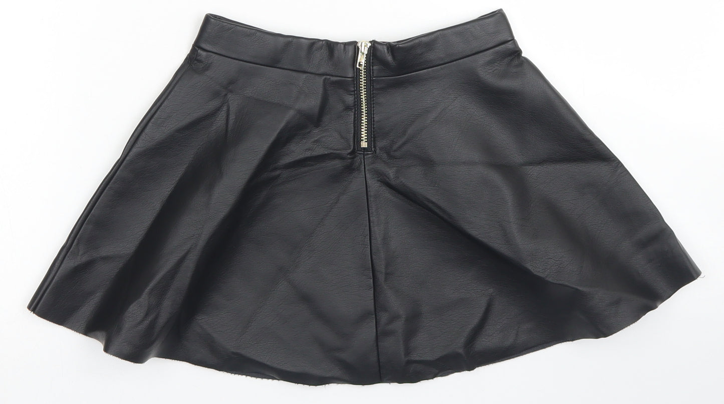 H&M Girls Black  Viscose A-Line Skirt Size 5-6 Years  Regular Zip