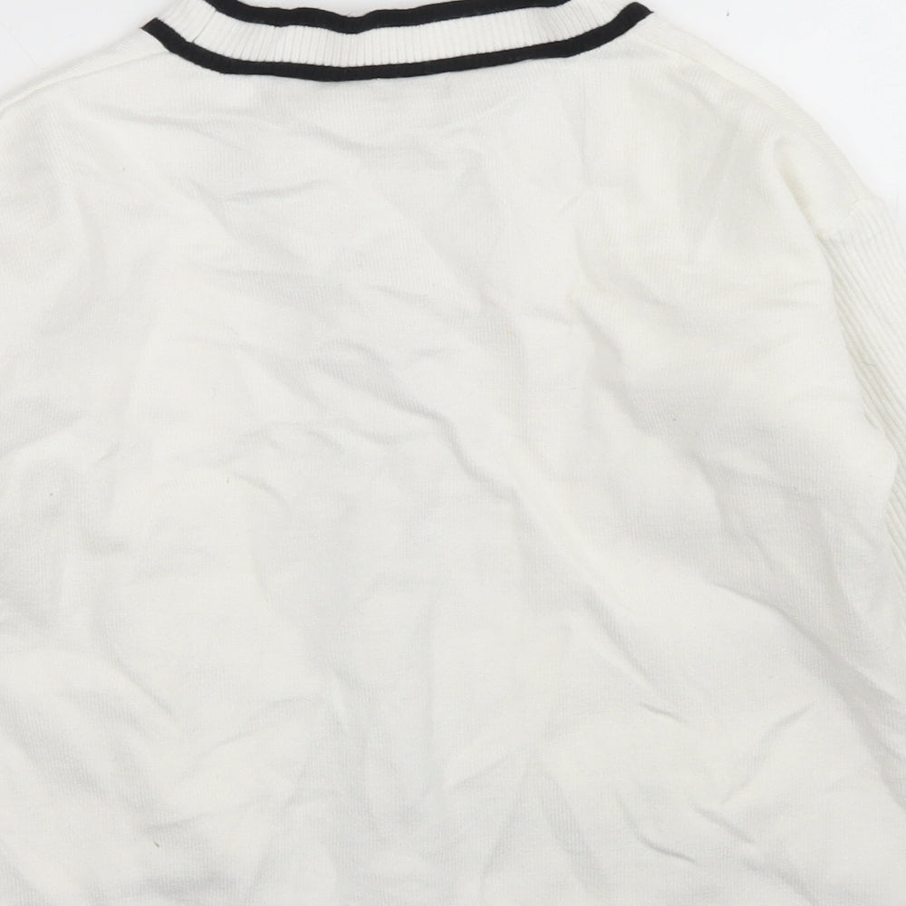 River Island Girls White V-Neck  Viscose Cardigan Jumper Size 7-8 Years  Button