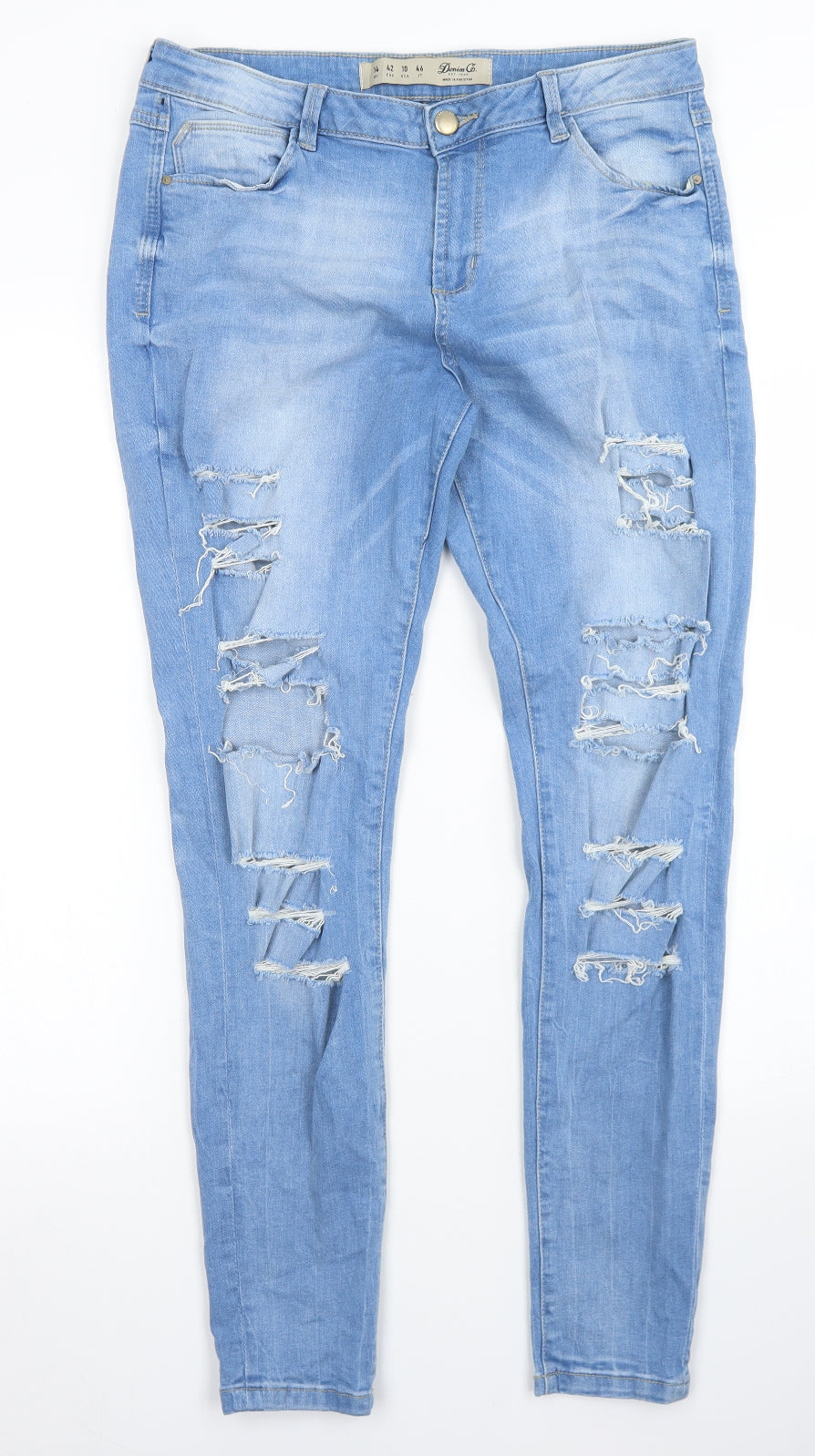 Denim Co Womens Blue  Cotton Skinny Jeans Size 14 L28 in Regular Button