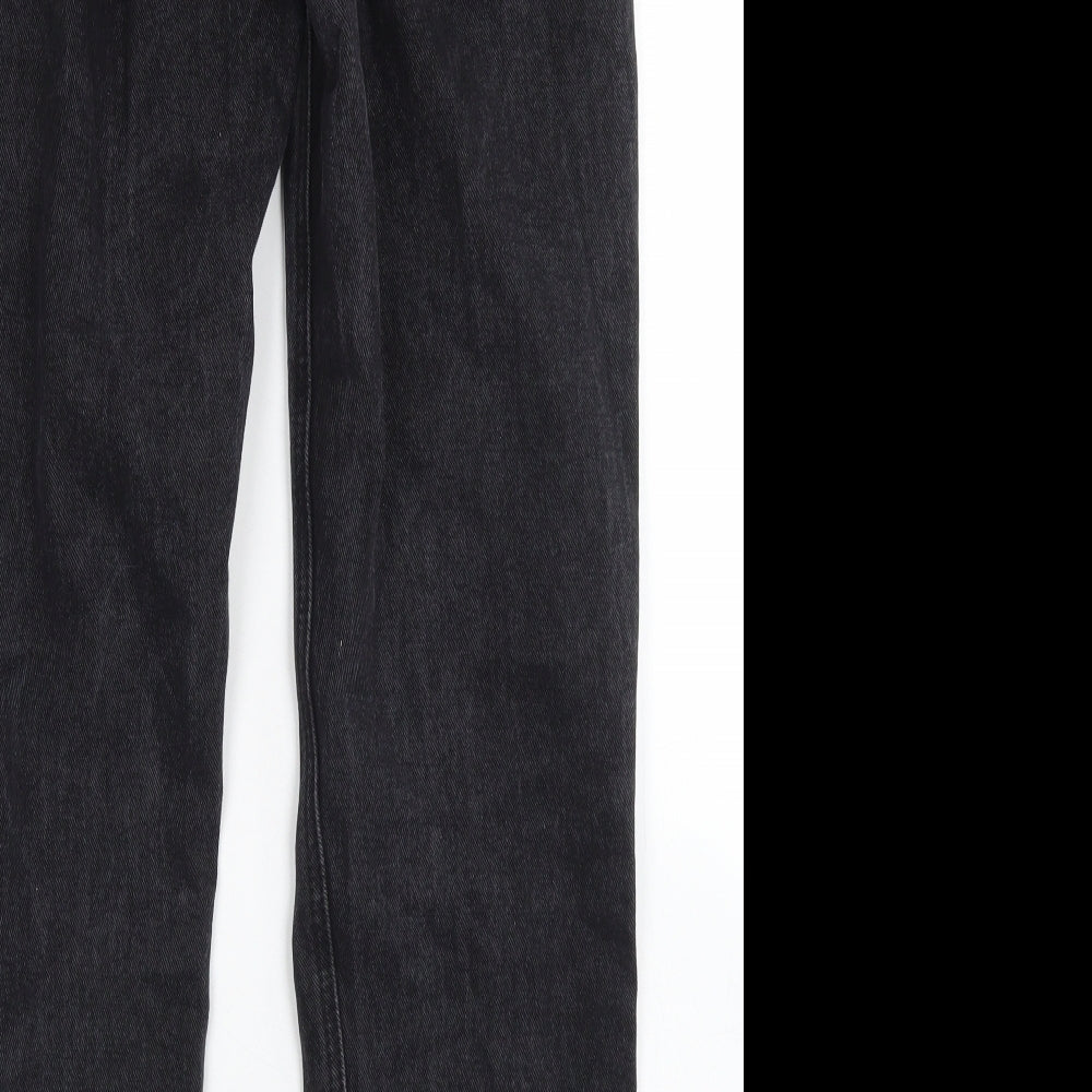 PRETTYLITTLETHING Womens Black  Cotton Mom Jeans Size 6 L29 in Regular Button